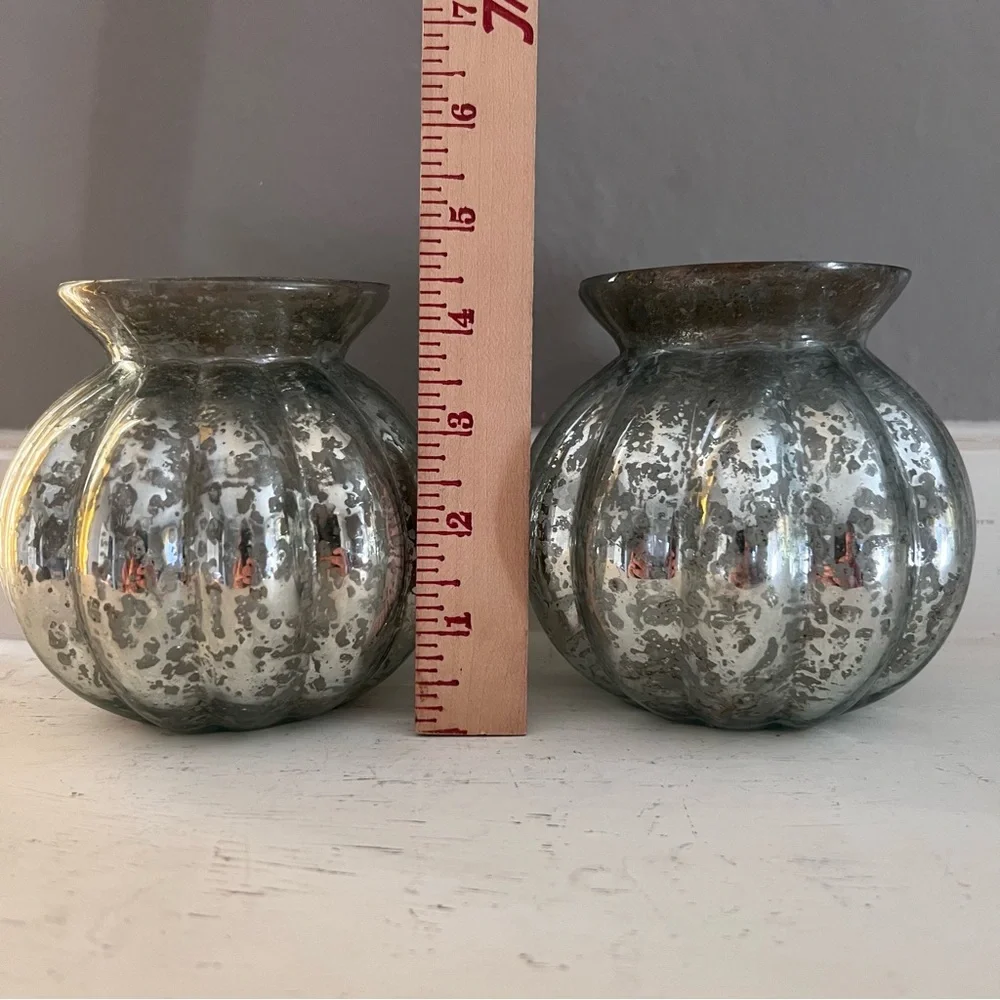 Lot of 2 Mercury Glass Bud Vases / Votives
